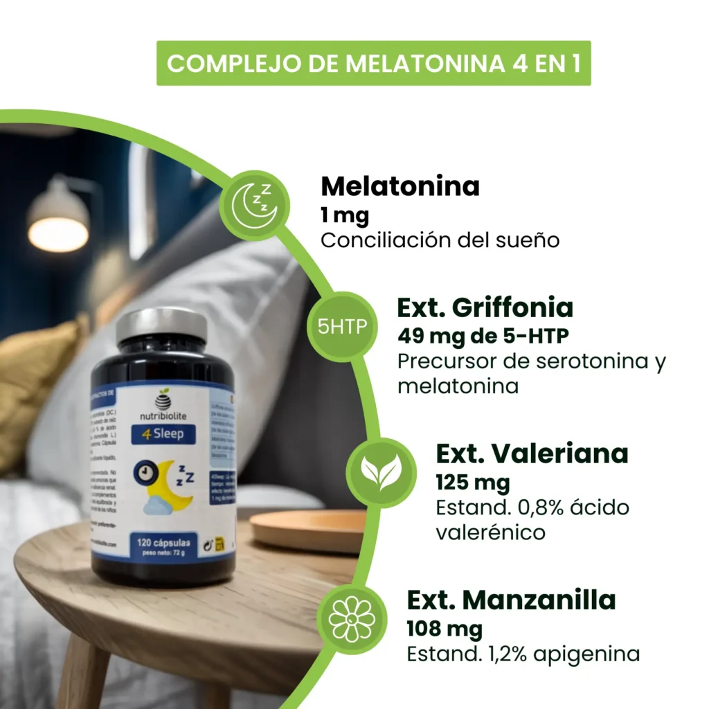4Sleep Nutribiolite Complejo de melatonina Dormir mejor