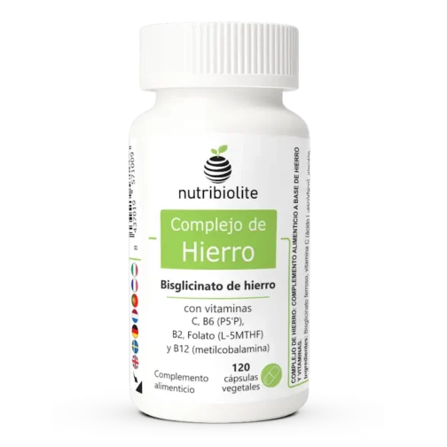 Complexo de Ferro bisglicinato de ferro com vitaminas C B6 P5P B2 folato L MTHF e B12 metilcobalamina Para glóbulos vermelhos normais e para ajudar a reduzir o cansaço e a fadiga
