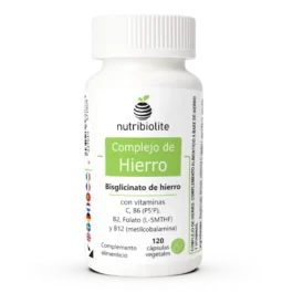 Iron Complex iron bisglycinate with vitamins C B6 P5P B2 folate L MTHF and B12 methylcobalamin For normal red blood cells and to help reduce tiredness and fatigue