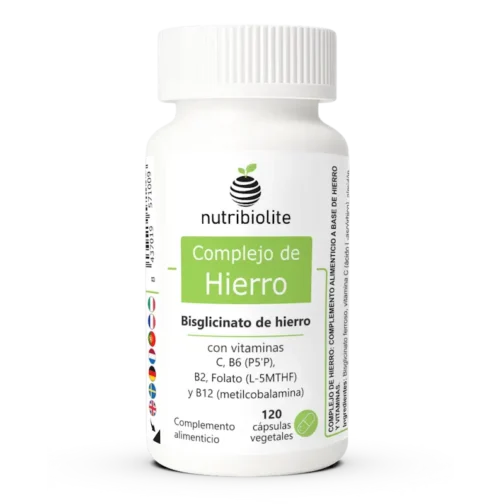 Iron Complex iron bisglycinate with vitamins C B6 P5P B2 folate L MTHF and B12 methylcobalamin For normal red blood cells and to help reduce tiredness and fatigue