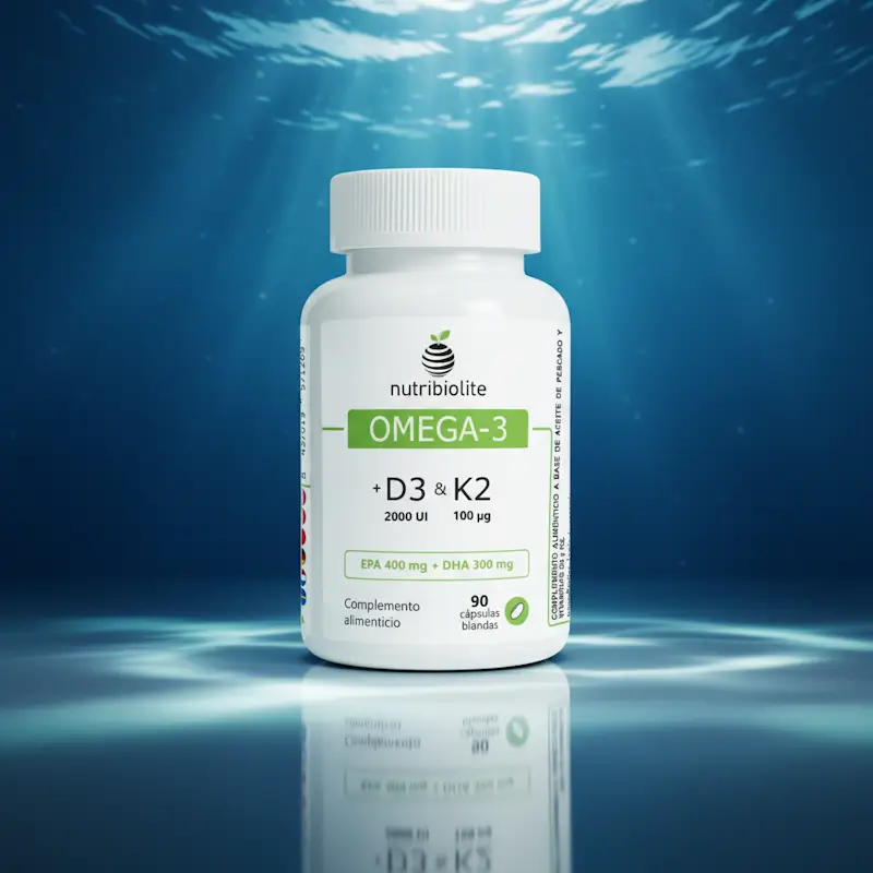 Nutribiolite Omega-3 con vitaminas D3 y K2 Salud cardiovascular y articulaciones, saúde cardiovascular e articulações
